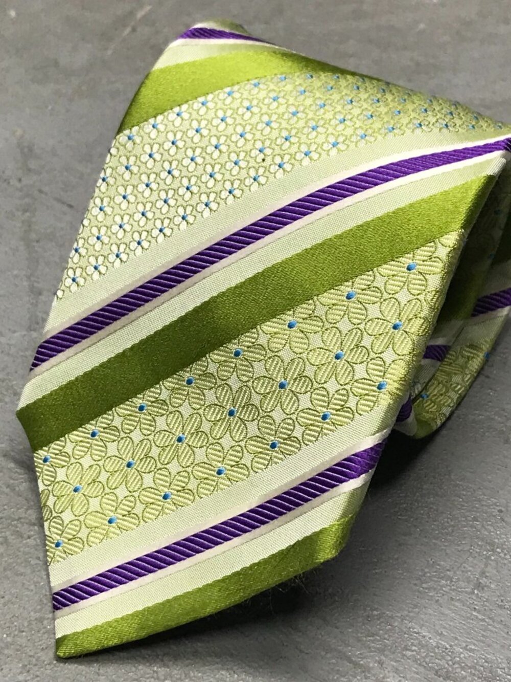 ETRO Milano Tie 100% Silk Made in Italy Striped Woven Green 3"